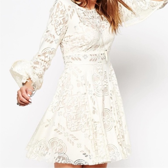 Free People Lace Lovers Dress Cream Size 4 - Picture 5 of 10